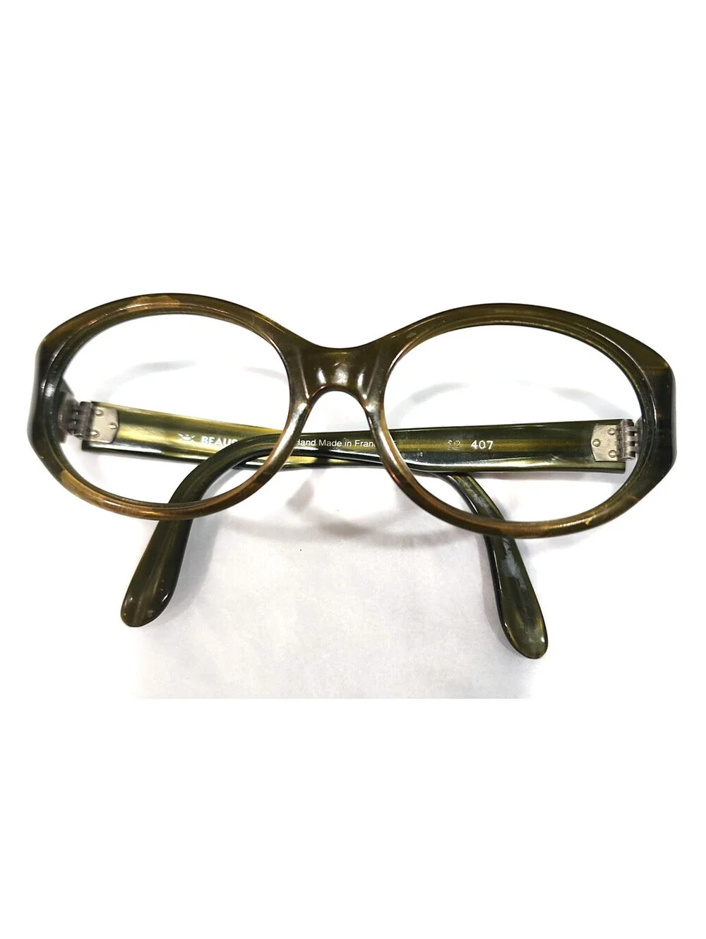 Beausoleil Paris 407 Vintage Small Brown Olive Oval Sunglasses Frame France